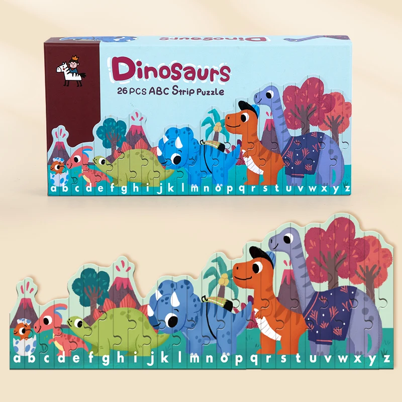 Educational Dinosaur Animal Forest Farm Alphabet Cartoon Animals Cognitive Matching Bar Puzzles for Kids