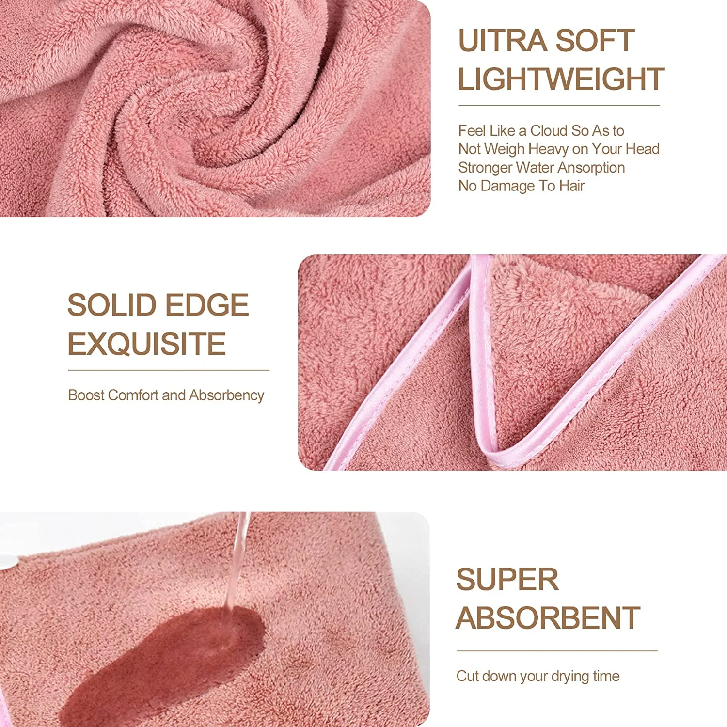 Hot selling custom logo microfiber hair super absorbent ladies quick dry hair towel