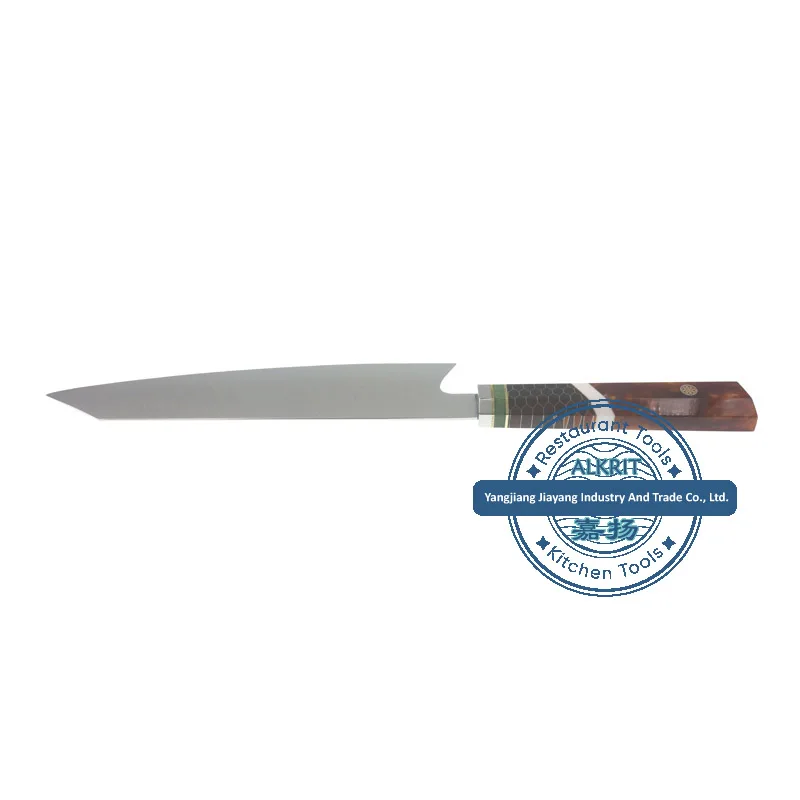 (ALHK-OW013) High-grade Professional Chef Kiritsuke Knife Layers Damascus Steel with Resin of Octangle Wood Handle