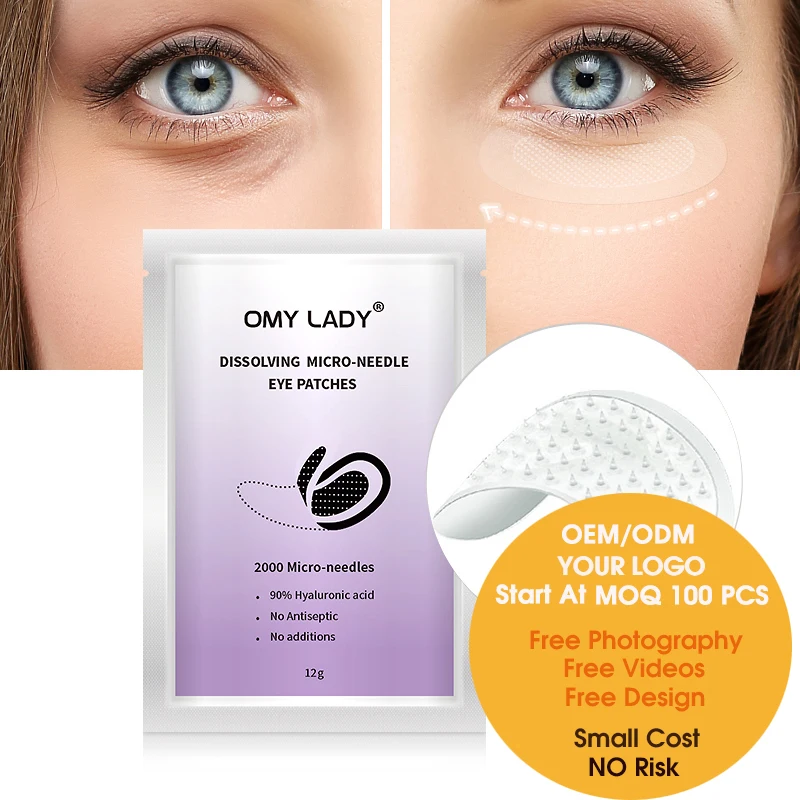 Design Safe HA Based Anti-wrinkle Dissolving Microneedle Eye Patches Hyaluronic Acid Microneedneeding Injection Eye Mask