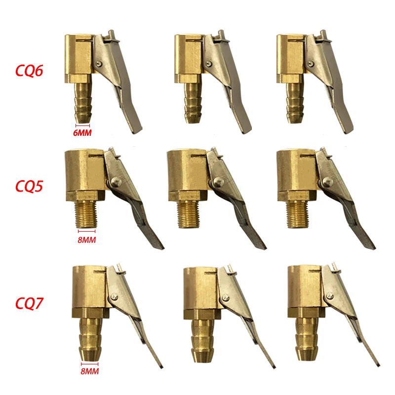 Useful Vehicle Car Tire Inflator Valve Air Chuck Connector 8mm Hose Barb Brass Clip On Hot