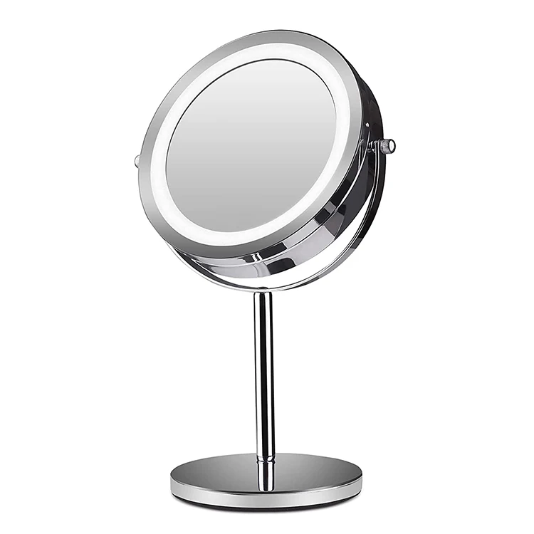 New Coming Home Bathroom Cosmetic Round Desk Table Mirror Led Beauty Desktop Makeup Mirror With Led Light