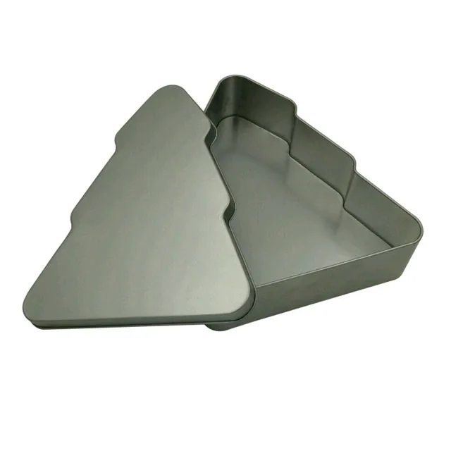 Custom tinplate Christmas tree iron box wedding candy biscuit container high quality food packaging tin can