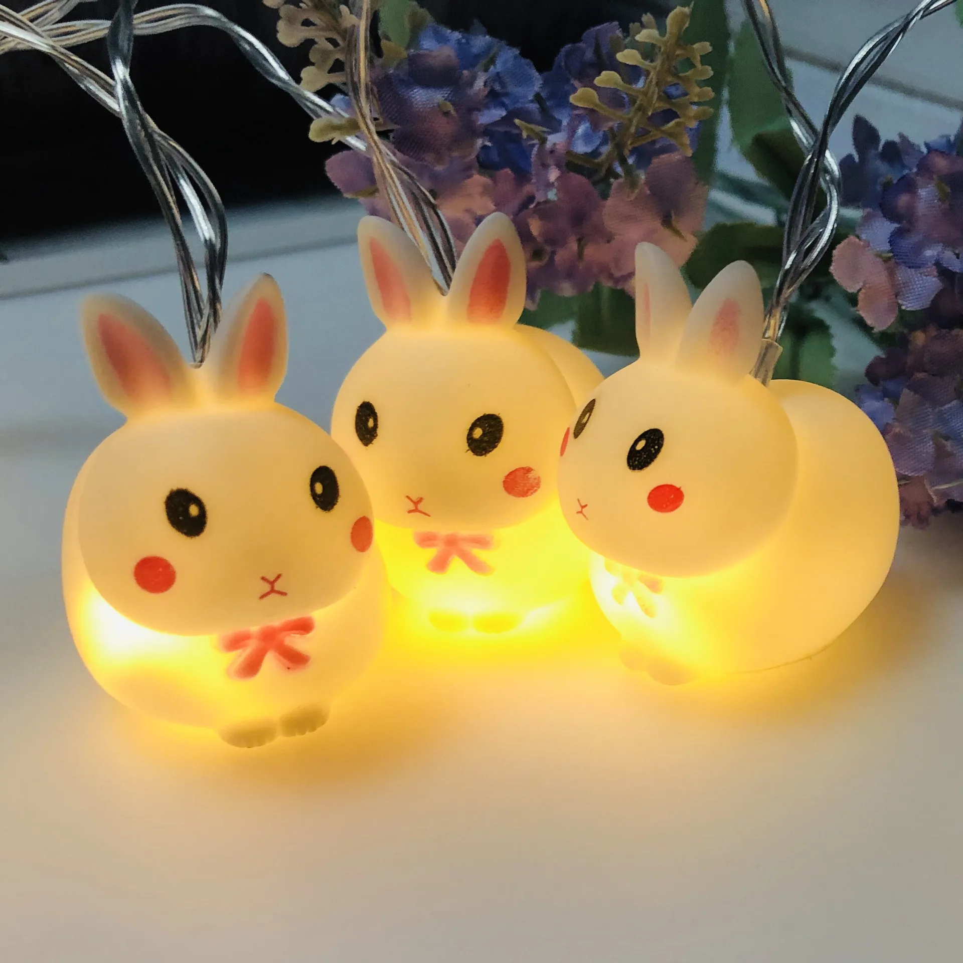 Unique Creative Battery Easter Bunny Shape Egg Led String Lights for Decoration Happy Easter Holiday Lighting Supplies