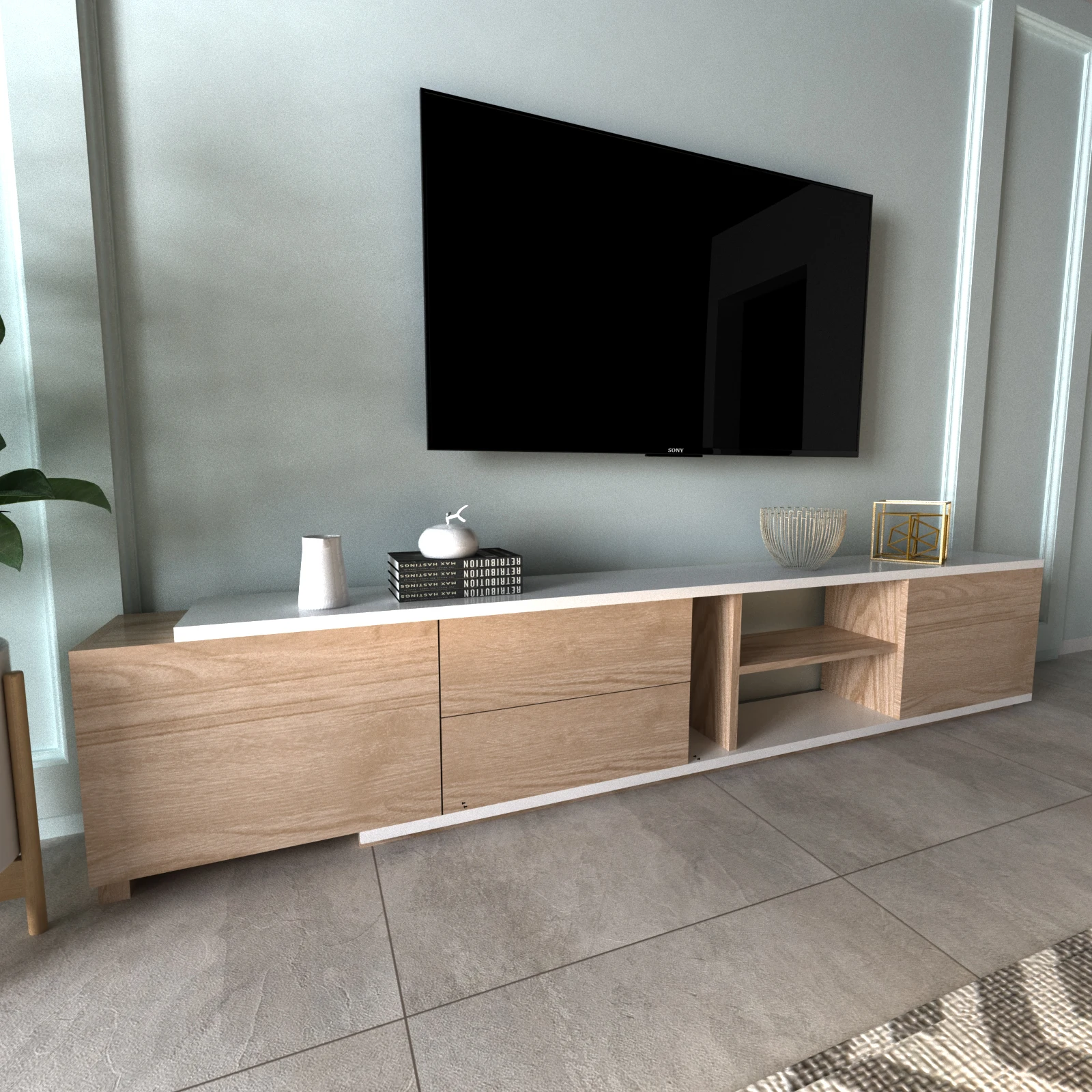 Low price book shelf wooden tv-stands 43 inch beige tv bench universal table top tv cabinet