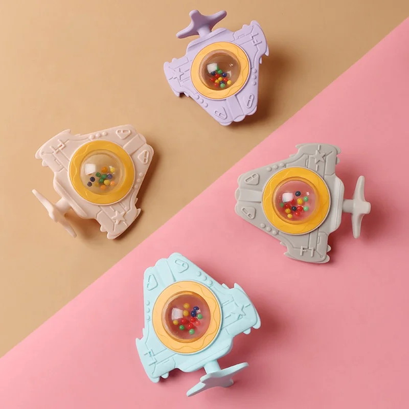 New Airplane Rattle Teether Baby Plastic Toys Food Grade Silicone Baby Teething Toy Rattles Baby Toys For Kids