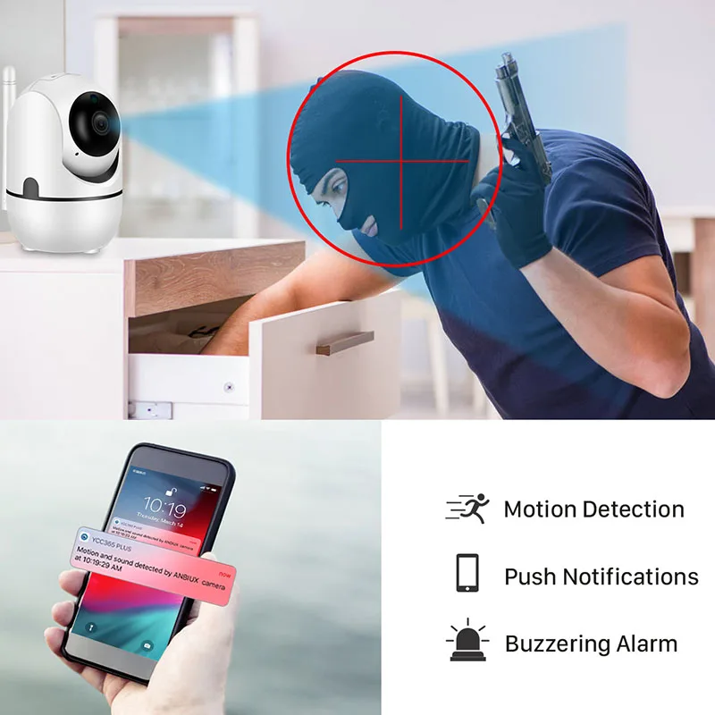 2022 HD 1080P Wi-Fi видеокамера детектор отслеживания движения ночное видение двухстороннее аудио цифровой зум умный дом 2