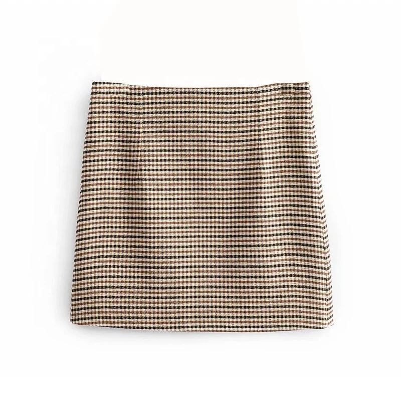 Houndstooth women woolen skirts A line office lady winter skirts