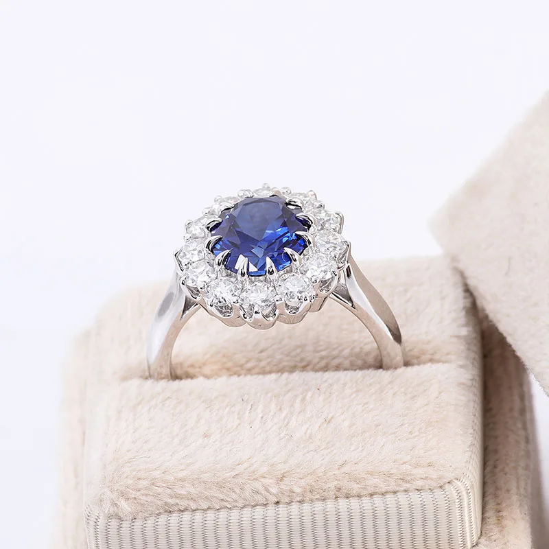 Popular Style Blue sapphire Gemstone Moissanite Engagement Rings Silver 10K 14K 18K Gold Popular Ring
