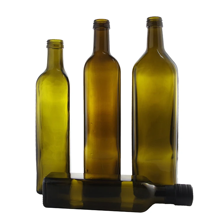 Wholesale 100ml 250ml 500ml 750ml 1L Empty Square Dark Green Marasca Cooking Olive Oil Glass Bottles