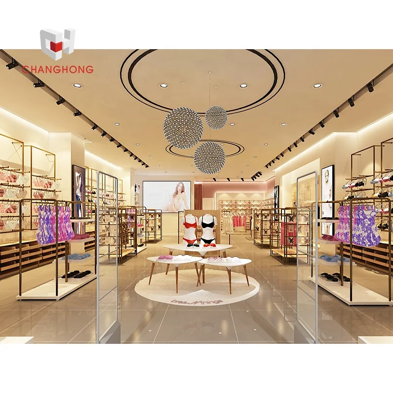 Wall mounted men and ladies underwear display shelf stand lingerie store interior design for underwear and bra display rack