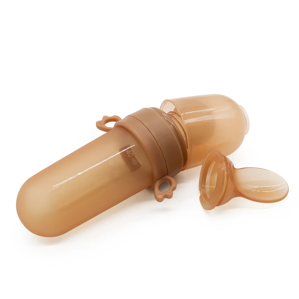 Infant Rice Cereal Double Use Silicone Soft Baby Pacifier Fruit Food Squeeze Feeder Bottle