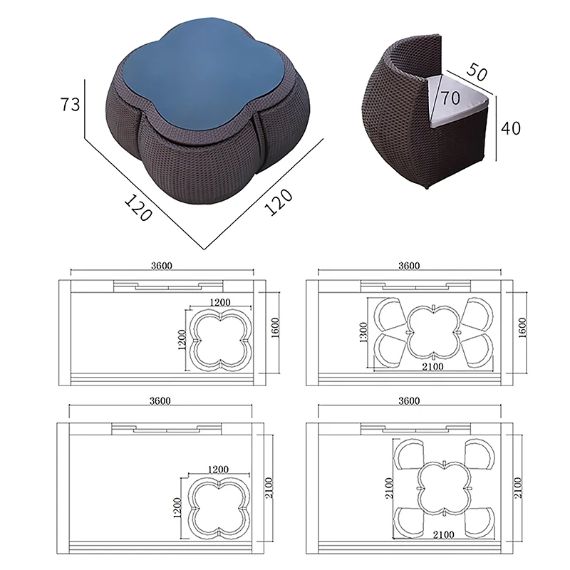 Garden Furniture cane rattan wicker patio set garden table set outdoor garden furniture set