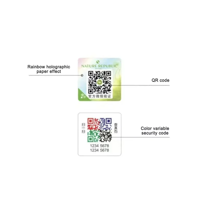 Индивидуальная голографическая этикетка против подделки с QR-кодом