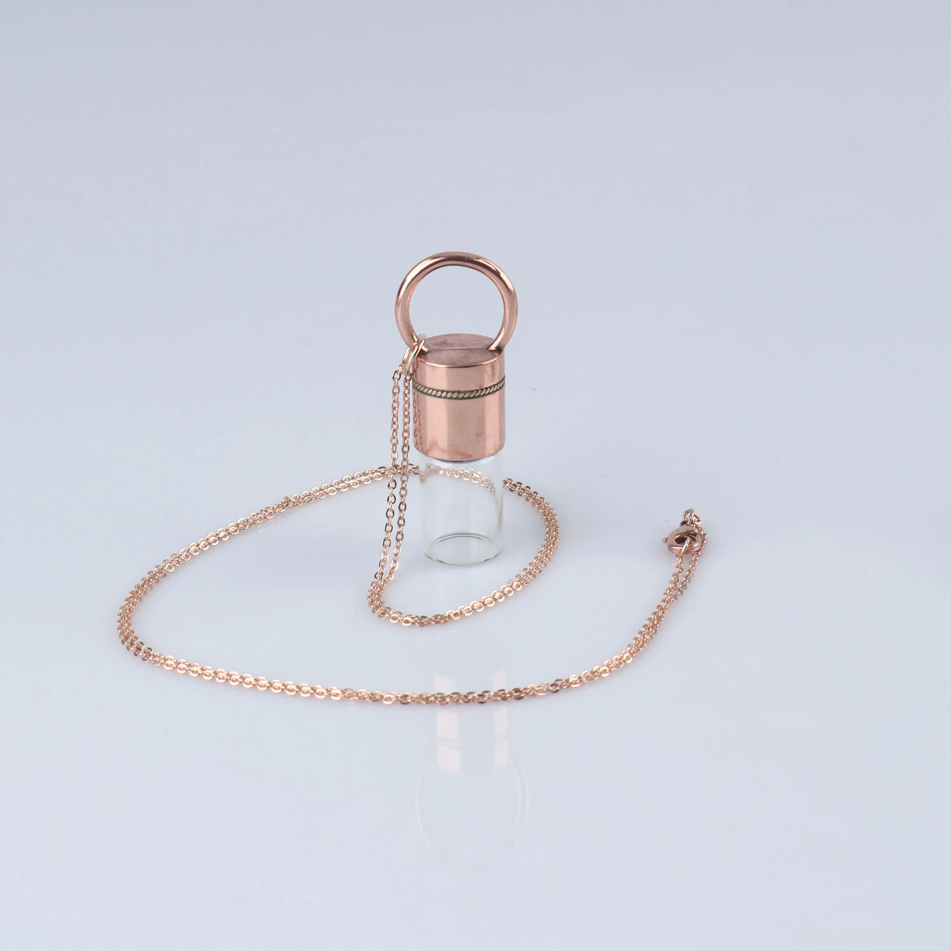 Rose Quartz Raw Crystals Crystal Gemstone Pendant Chain Mini Bottle Perfume Necklace
