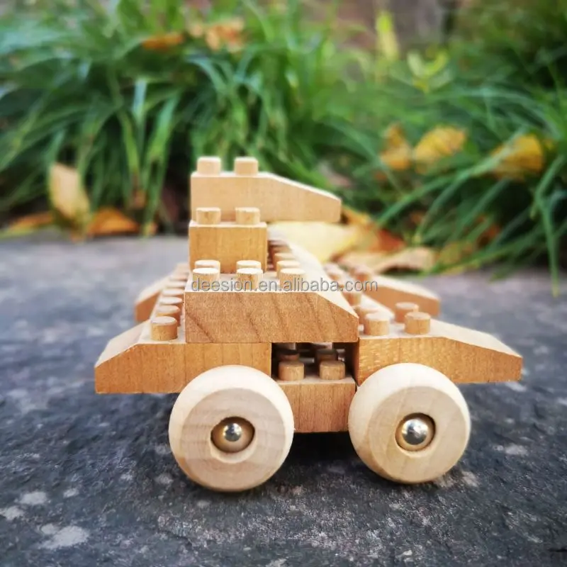 Hot sale direct factory creative wooden DIY toy gift tank for Christmas wood legoo