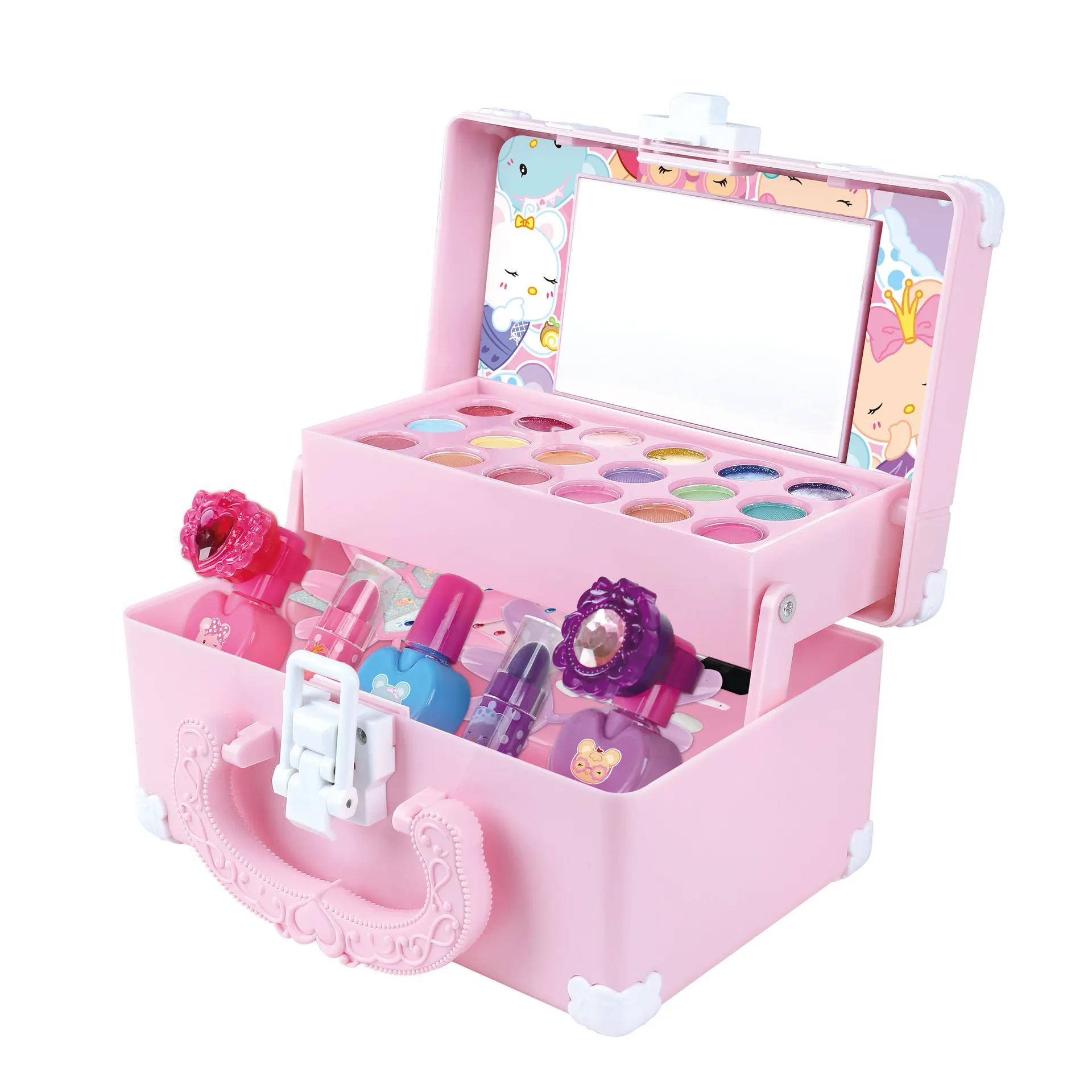 Popular Kids Pretend Play Real Cosmetics Girl Nail Polish Art Beauty Fashion Toy Children & Baby Makeup Play Set In A Suitcase