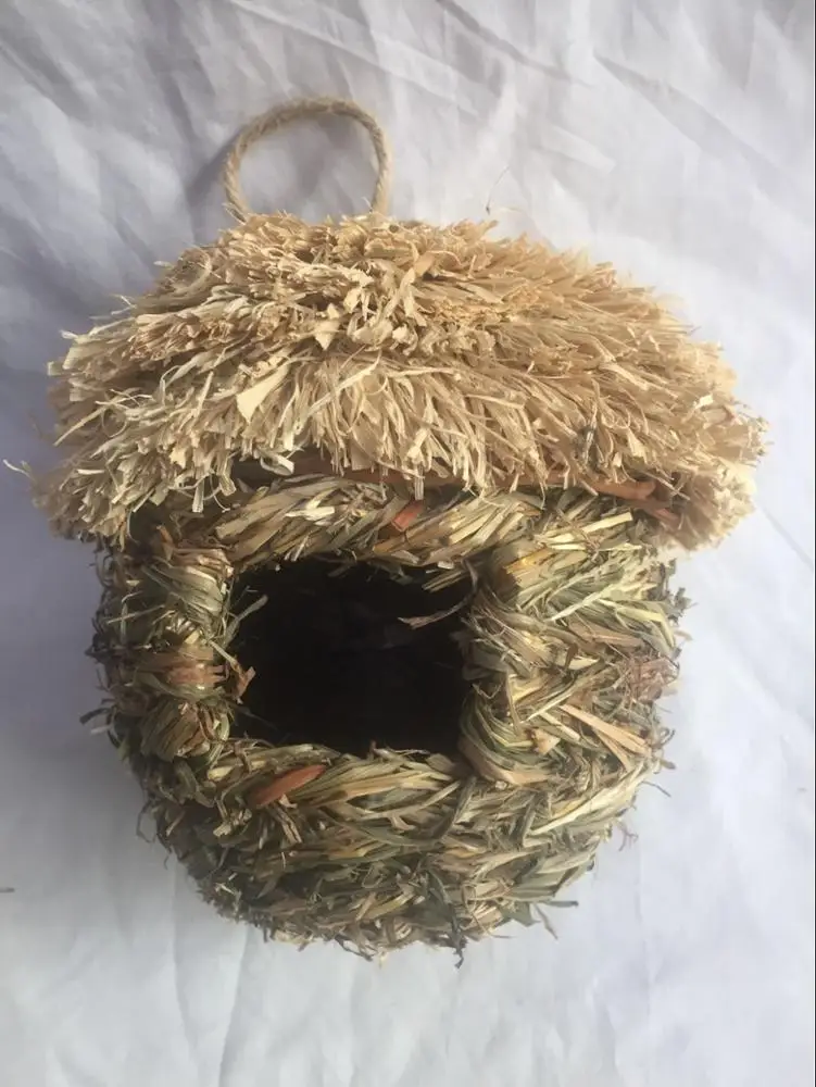 Hanging Birdhouse Hummingbird Nest Fiber Hand-Woven Roosting Pocket