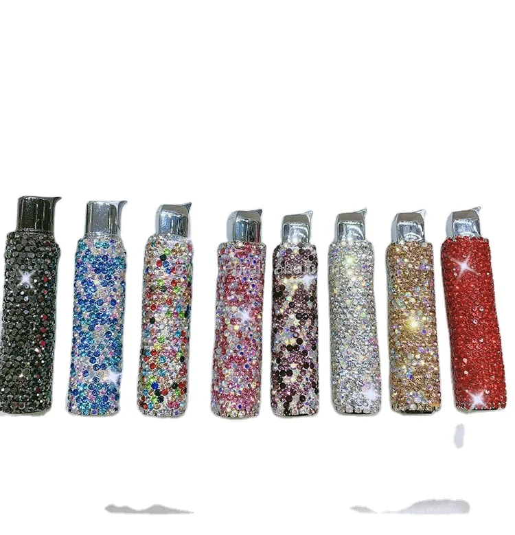Газовый Тонкий Модный женский роскошный чехол для сигарет с дизайнерским сигаретным блестящим бриллиантовым кристаллом чехол для зажигалки