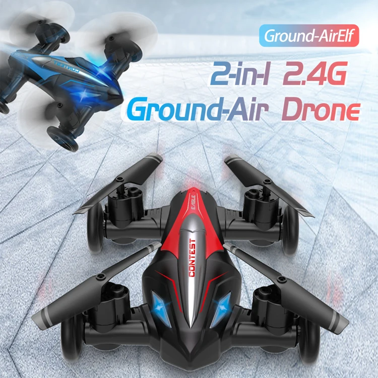 RC Drone 2 in 1 Air-Ground Flying Car RC Quadcopter Drone with Altitude Hold One-key Return For Kids