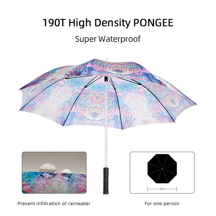 Golf Lightning Proof Automatic Umbrella Sublimation Led Trade Light