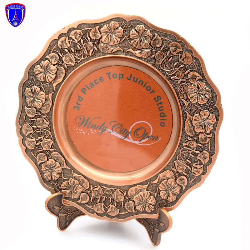 Custom Plate Gold Silver bronze Antique color Souvenirs Metal Plate commemorative plate