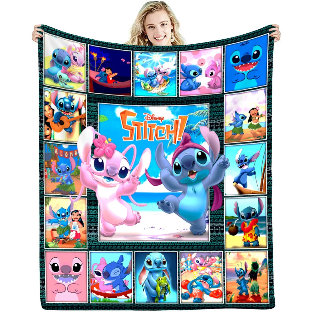 New Hot Christmas Valentines Gifts Cartoon Anime Stitch Blanket Custom Sublimation Fleece Flannel Travel Throw Blankets