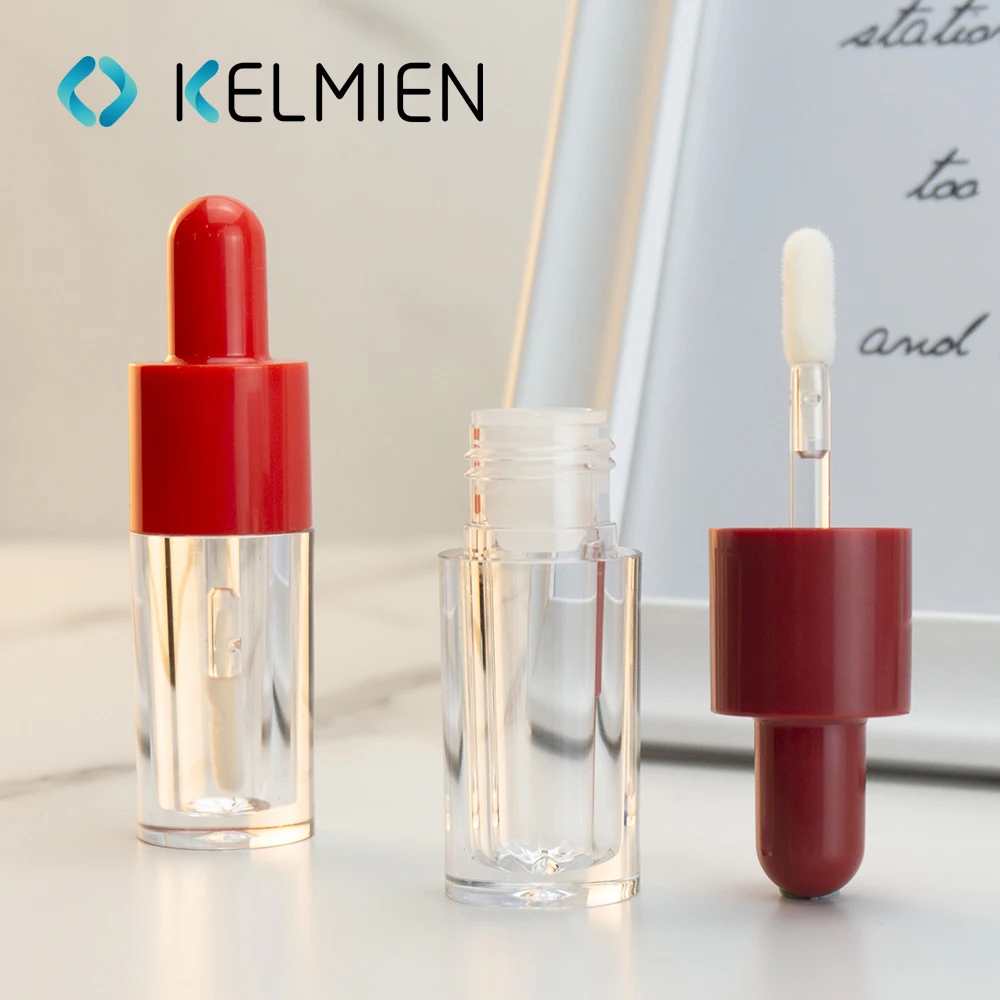 empty dropper lip gloss tubes with wand brush custom liquid lipstick tube lip serum container red lip gloss wand tube packaging