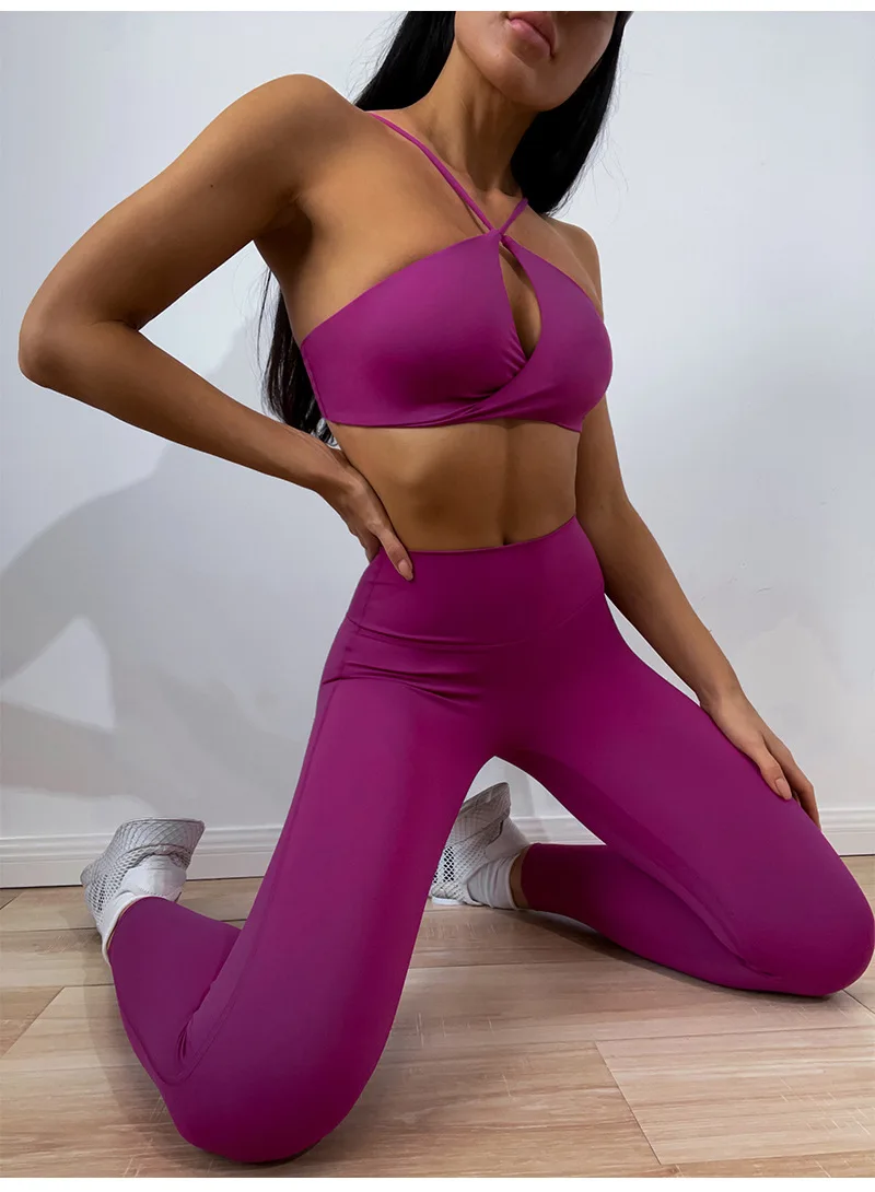 2 PCS Seamless Yoga Suit Women Sports Bra High Waist Leggings Outfit Gym Set Fitness Workout Clothes Sportswear
