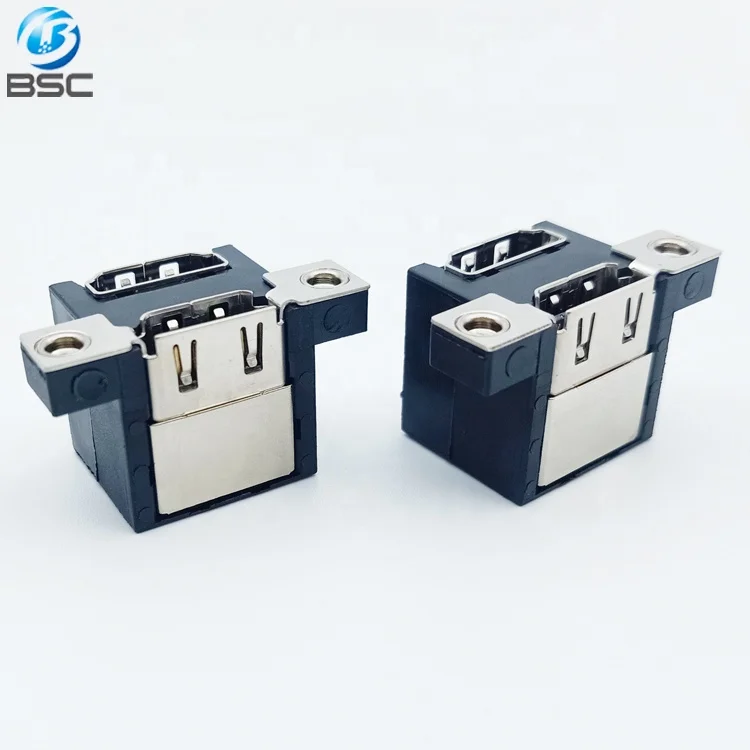 38P Type A Right Angle DIP Through Hole Type Stacked Dual High Definition Multimedia Interface HD-MI Connector Female for PCB