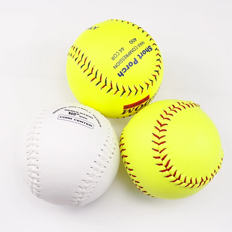 High Quality wholesale softball balls 12inch Optic yellow pvc leather high PK grade cork center softball With Hot sale