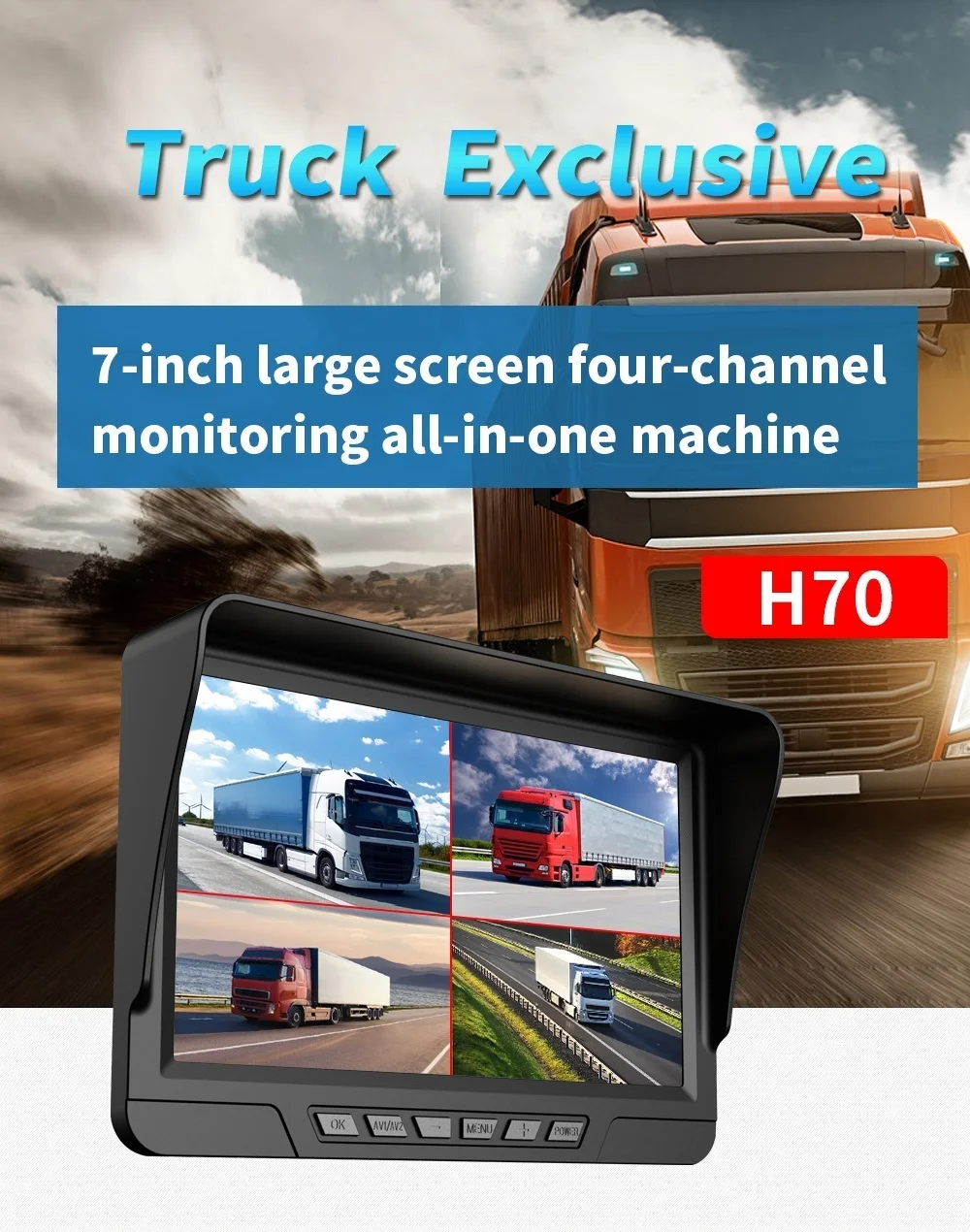 7 дюймов 4CH AHD DVR рекордер автомобильный монитор грузовой автомобиль камера заднего вида с ночным режимом видения Бесплатная доставка Поддержка SD карты запись изображение при движении задним ходом