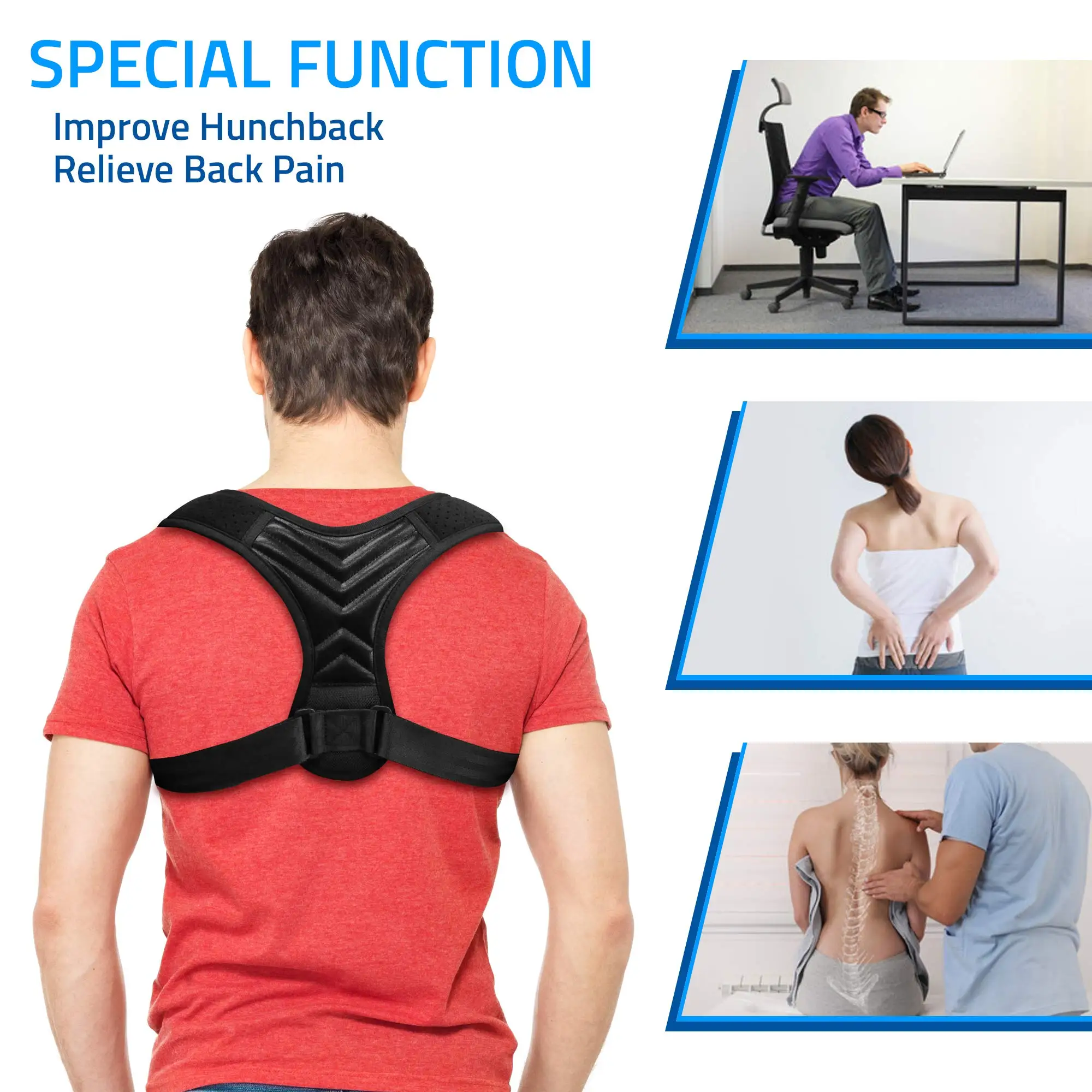 Wholesale High Quality Adjustable Upper Back Correction Brace Belt Posture Corrector for Men and Women