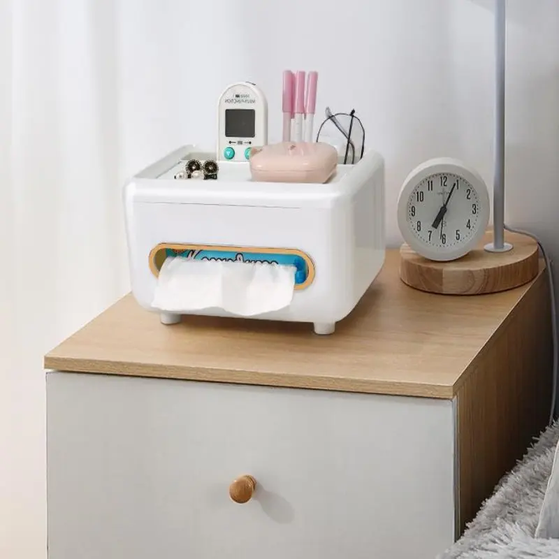 Multifunctional Tissue Box Living Room Desktop Organizer Remote Controller Glasses Pencil Holder Paper Towel Storage Box