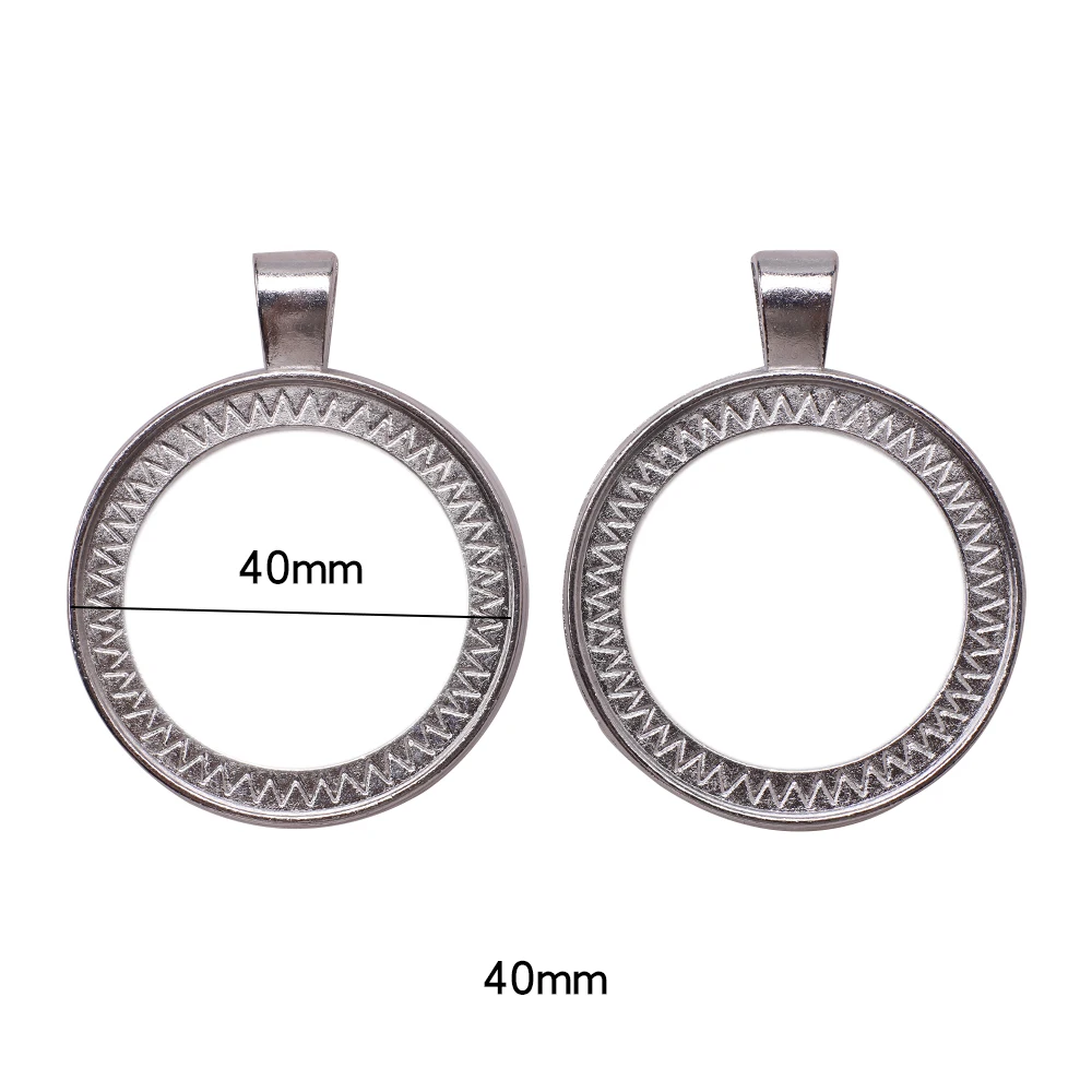 ZHB 20MM 30MM 40MM Alloy Pendant Bases Round Glass Cabochon Tray Bezel Blanks Metal Gold Silver Charms for Jewelry Making