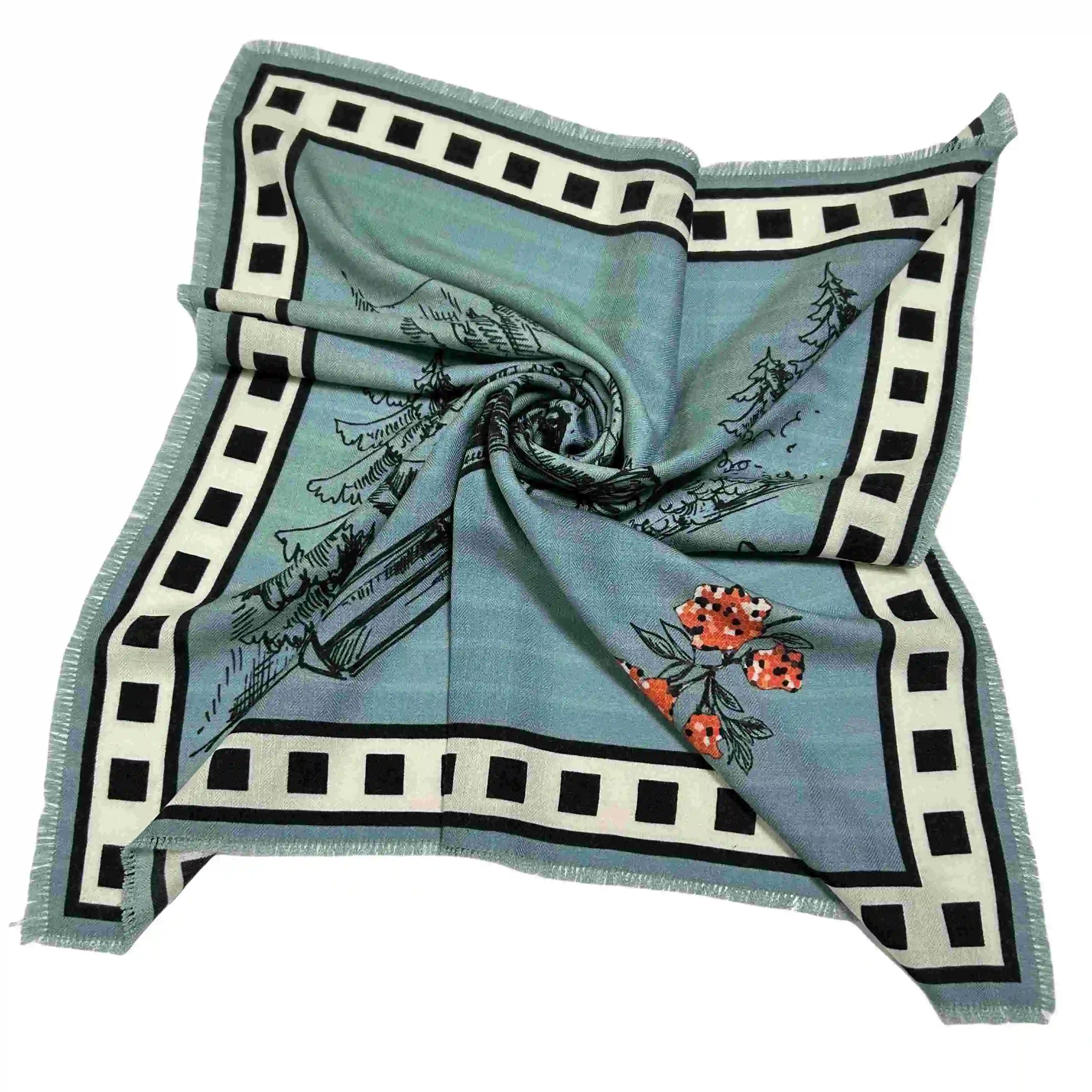 Silk wool blend women long scarf super soft and comfortable elegant and noble style shawl for women