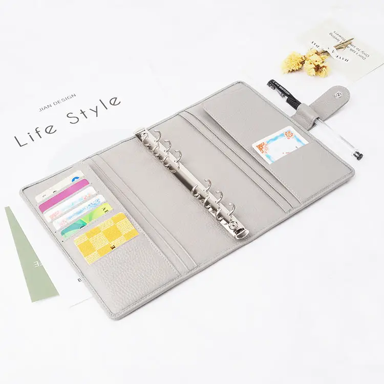2024 wholesale leather refillable binder notebook a5 pu leather file folder