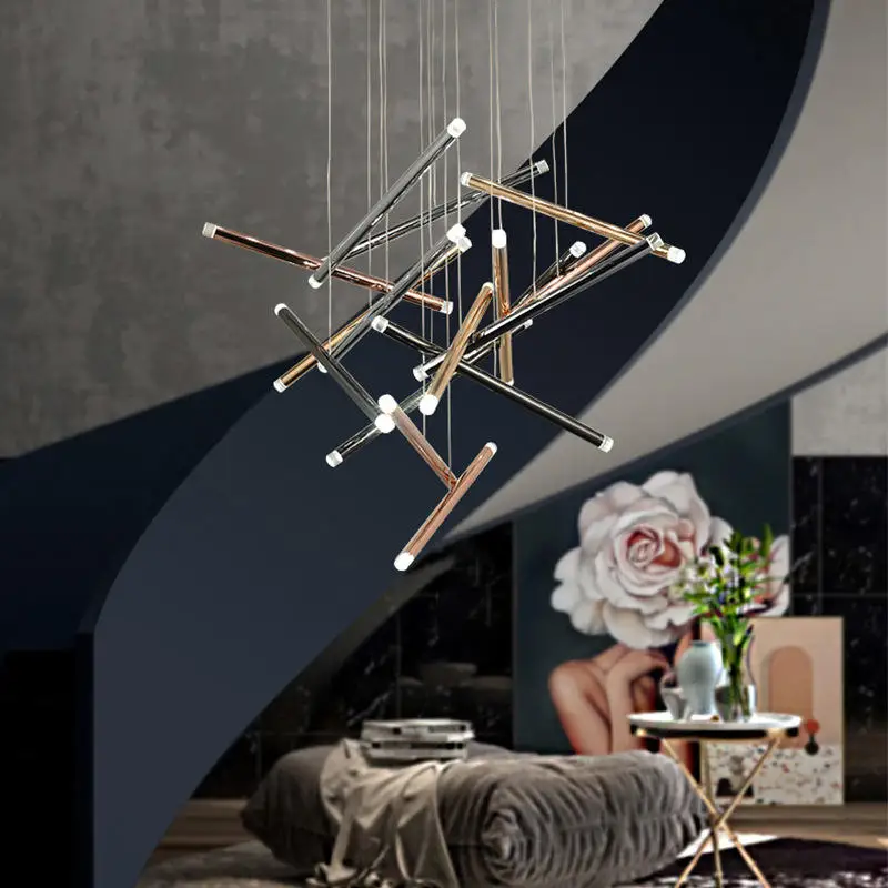 Double ends nordic Pendant Lights villa hotel kitchen dining room Decorative rose gold Chandelier Lighting