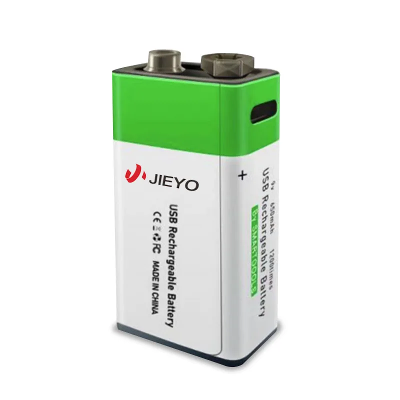 Real Capacity Li-ion Lithium 9 volt 650mAh 1000mAh Lithium 9V USB Rechargeable Li ion Battery