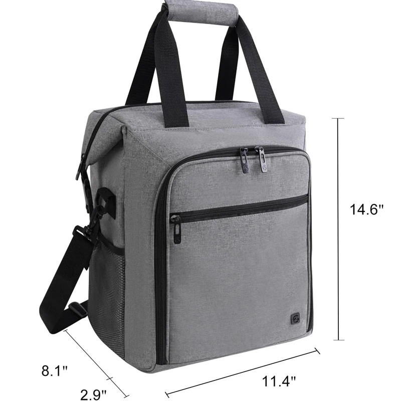Insulated Wine Cooler Bag for Travel 6 Bottle Wine Tote Bag with Cooler Compartment&Picnic Set Carrying Two Sets of Tableware