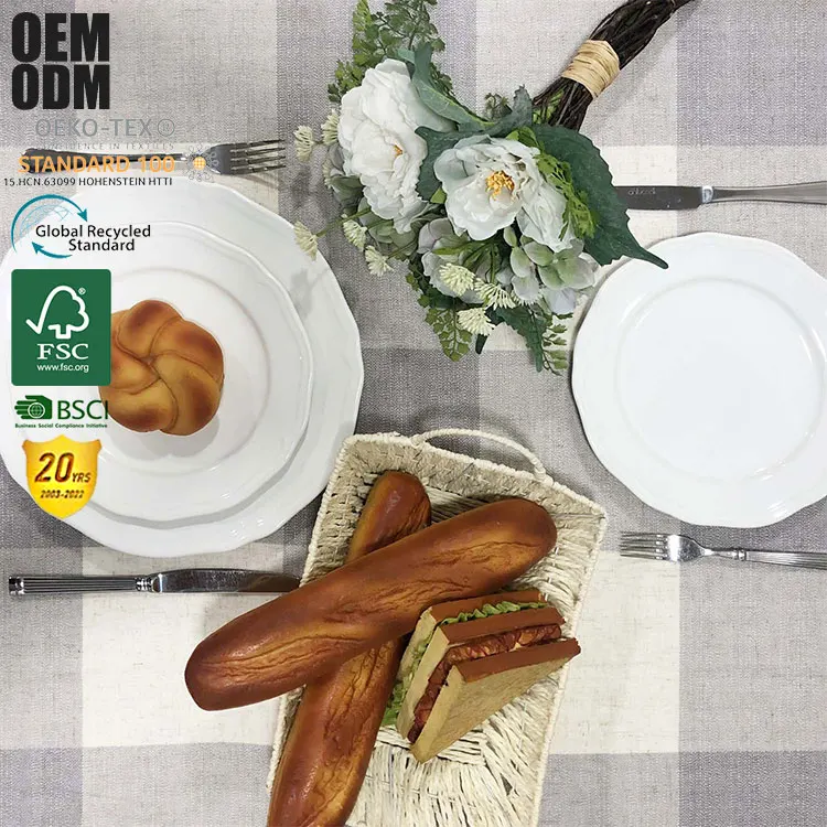 Custom Size Plaid White Gray Printed Tablecloth Rectangle Tablecloth Fabric Polyester Table Linens Tablecloths For Party Wedding