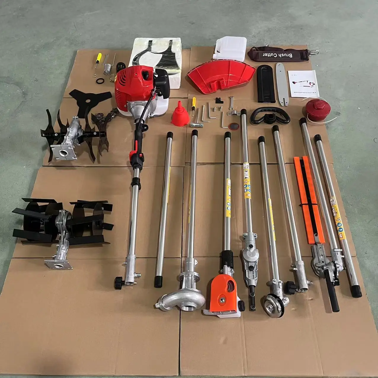 6-in-1 52CC Industrial 2-Stroke Gasoline Power Brush Cutter Multi-Purpose for Grass Cutting Metal Blade with Carburetor