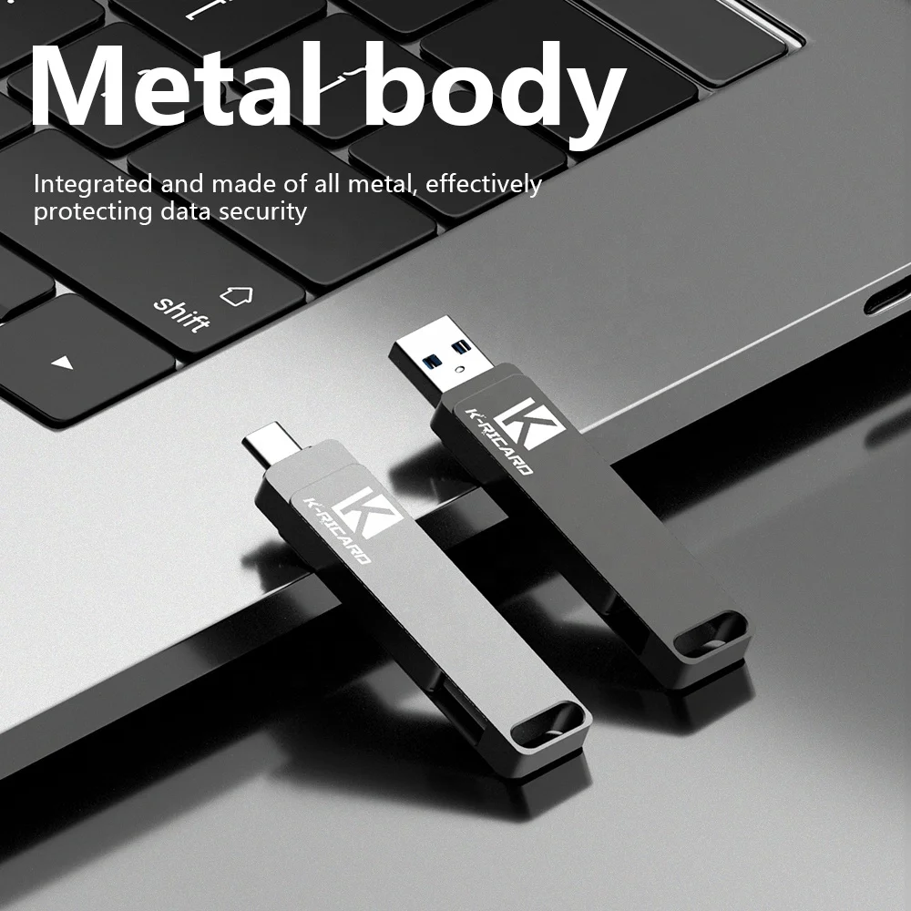 Hot Sales Custom 3.1 OTG Fastest Cle Usb Sticks 128GB  256GB 512GB 1TB 2TB Metal Usb C Memory Flash Drive for android type c