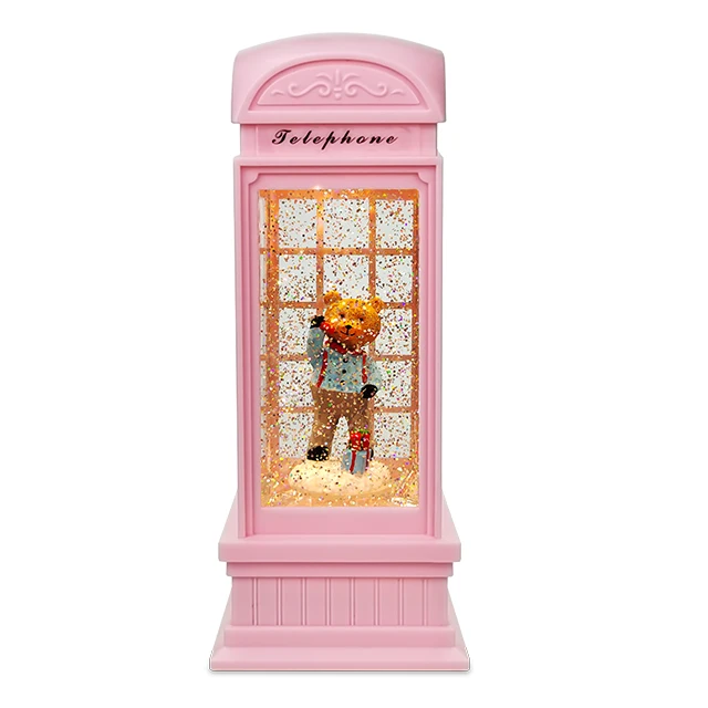 Телефонная будка подарок плюшевые мишки тедди для воды Спиннинг рыболовная снежный шар ко Дню Святого Валентина украшения