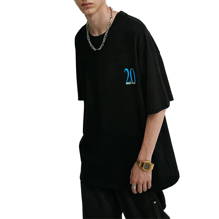 Black Colour Digital Printing 100% Combed Cotton Acid Wash Short Sleeve Tee Custom 5 Xl Oversized T-shirt Men