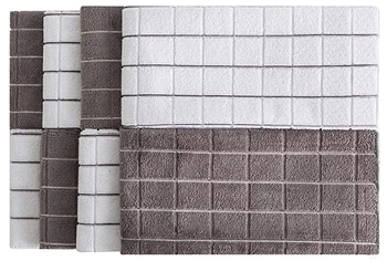 Microfiber Gray White Stripe Kitchen Cleaning Towel Soft Absorbent Household Reusable