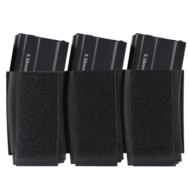 Elastic Triple 5.56 Magazine Pouch Tactical Vest 556 Mag Pouch Magazine Holder Retention Built in Inserted Hook Loop Mag Bag