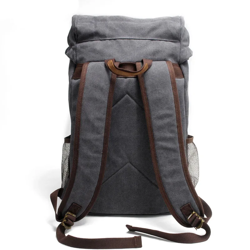 
Large Waxed Mountaineering Travel Pack Vintage Canvas Leather Backpacks for Men Laptop Daypacks Waterproof Canvas Rucksacks 