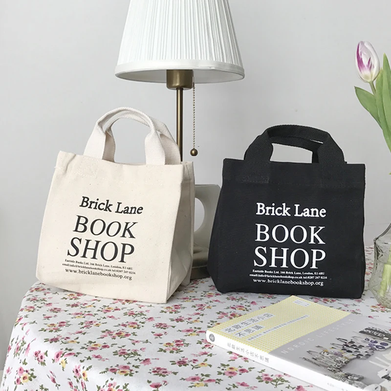 New Trendy Small Bento Cotton Canvas Lunch Bag Custom Mini Canvas Tote Bag with Logo