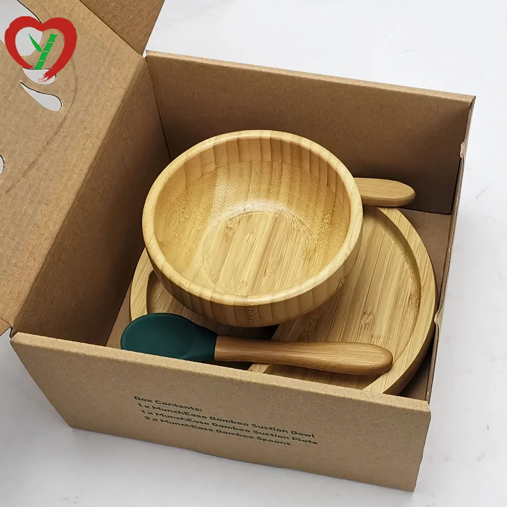
Baby Gift Set Bamboo Feeding Plate + Bowl + Spoons With Custom Shape 